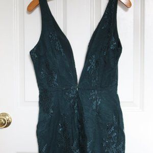 Emerald Green Lace Mini Dress